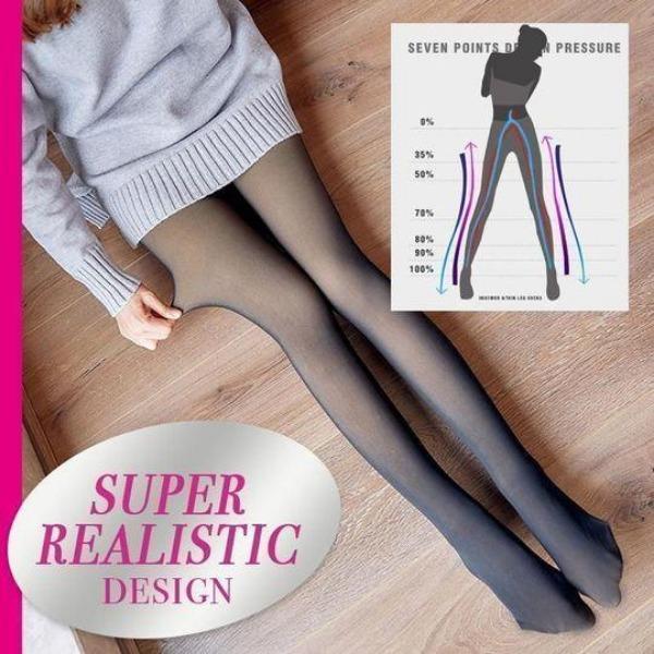 Virheettömät jalat Fake läpikuultavat lämpimät fleece-sukkahousut - Image 5