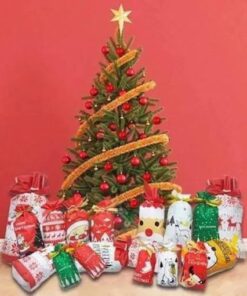 Kiristysnyörillä joululahjapussit